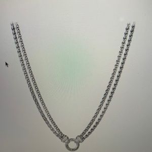 David Yurman Diamond Double Wheat Chain Necklace